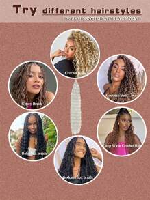 Deep Curly Hair Extensions Ocean Wave Crochet Hair Extensions Deep Wave Crochet Hair Extensions 1Pack 30Inch Synthetic Twist Ripple Curly Braiding Hair For Women - Gray Highlight - View 7