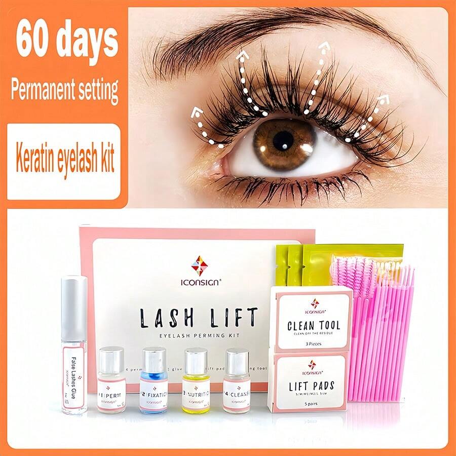 Lash Lift Kit, Eyelash Perm Kit, Professional Eyelash Curling Lash Extension Set, Glue Upgraded Version, Lash Extensions, Lash Curling, Semi-Permanent Curling Perming Wave Suitable For Salon - Pink - View 1