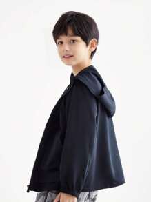Annil Boys' Hooded Woven Jacket Coat, Black
