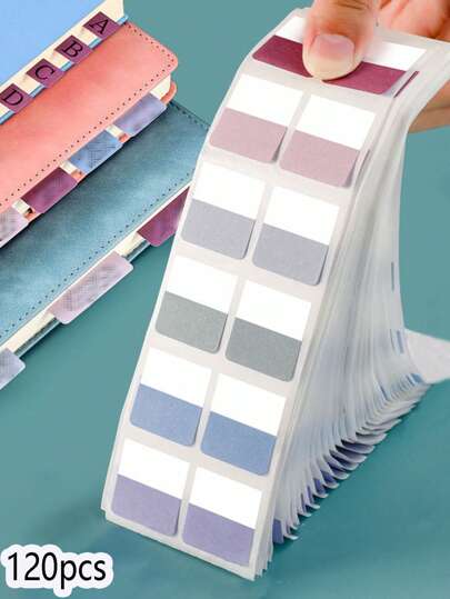 120pcs/60pcs Vintage Index Tabs Sticker, Colorful Fluorescent Sticky File Guide/Bookmark Back To School