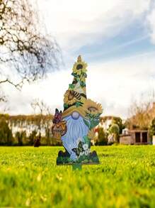 1入 DIY 金屬雕塑，春夏裝飾，流行新款式，向日葵，蝴蝶，蜜蜂，鬱金香，小矮人，適用於屋外庭院，草坪，花盆，花園和室內房間的地面裝飾，可搭配屋外庭院、草坪和門廊的裝飾 - 彩色 - 查看 7