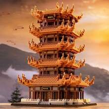 3888pcs Micro Building Blocks Yellow Crane Tower Set, Construction Model Kit, Large Micro Blocks Set Of Chinese Traditional Architecture - Yellow - View 3