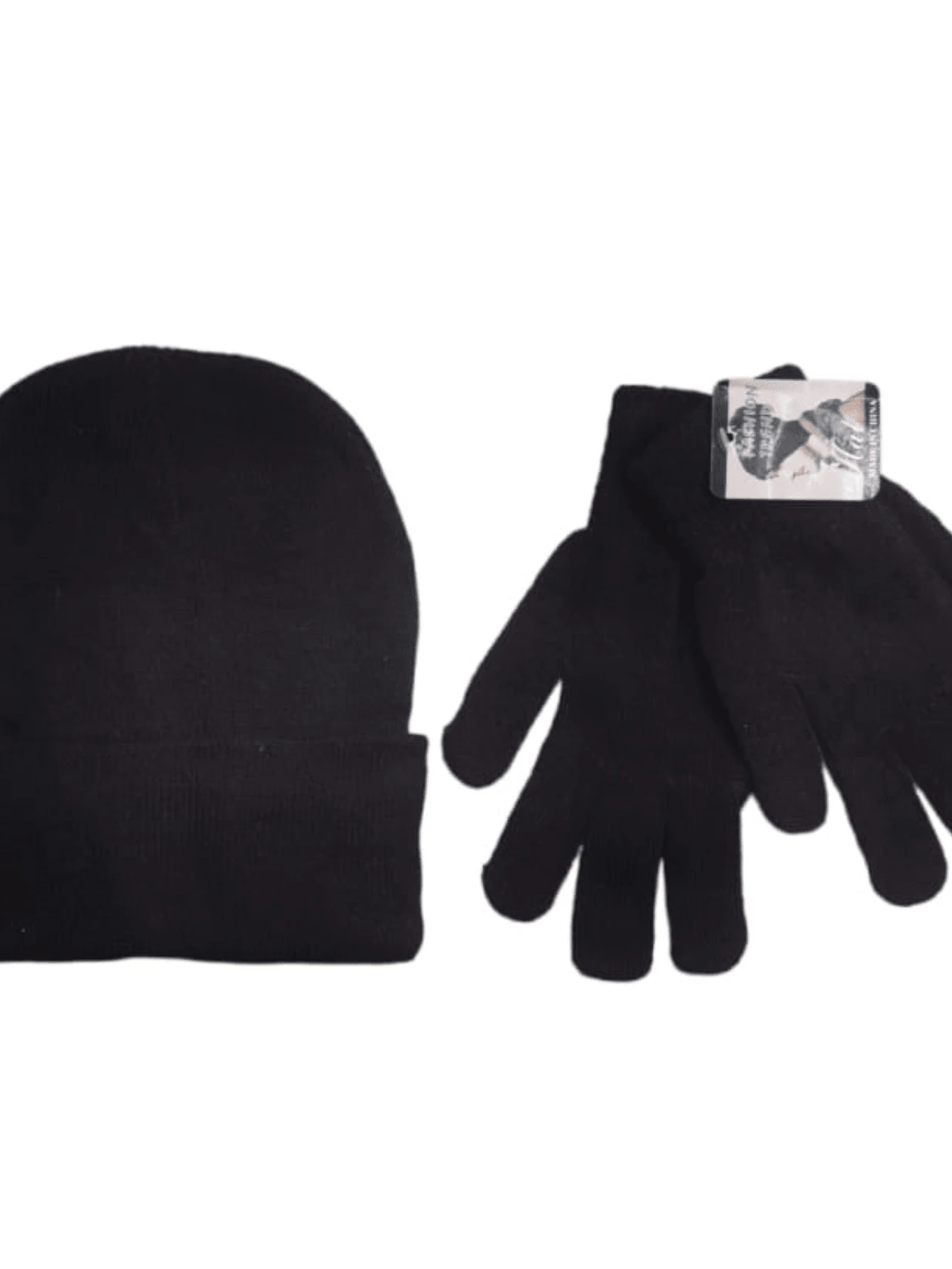 Kit Touca E Luvas De Lã Frio Inverno Adulto Pronta Entrega Qualidade - Preto - Visão 1