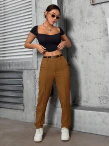 Women Pants - Rust Brown - View 4