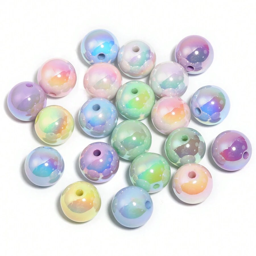 1 Bộ 20 16 Mm Acrylic Mạ UV Hạt Tròn Có Lỗ Thẳng, DIY Móc Khóa & Dây Đeo Điện Thoại Phụ Kiện - Nhiều màu - Xem 1