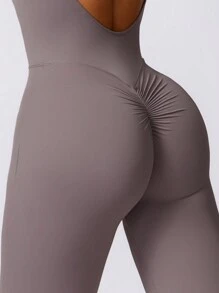 MASKERT 女士瑜伽连体衣运动无袖运动连体衣速干高弹力塑身衣连体衣