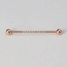1 chiếc bông tai xuyên thấu công nghiệp bằng đá Cubic Zirconia - Hoa hồng vàng - Xem 11