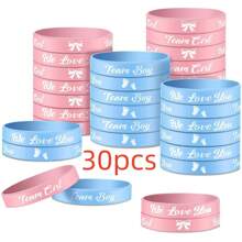 12/20/30 件性别揭示手环，硅胶腕带，适用于派对派对性别揭示用品，返校情人节 - 彩色 - 查看 7