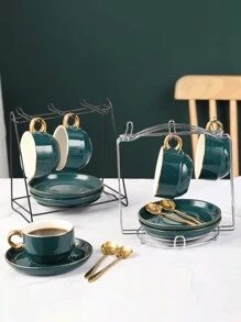 1pc, Multipurpose Iron Art Cup Holder, Coffee Mug Rack For Countertop With 6 Hooks, Coffee Mug Holder Organizer, Display Stand For Home, Kitchen, Office, Meeting Room, Coffee Bar Cup Holder - Multicolor - View 6