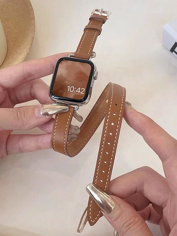 1 pièce Bracelet  marron , double tour de poignet, design doux et élégant, convient pour Ultra 2 1 SE S9 8 7 6 5 4 3 2 1 Séries 38mm 40mm 41mm 42mm 44mm 45mm 49mm, adapté pour les femmes et les hommes