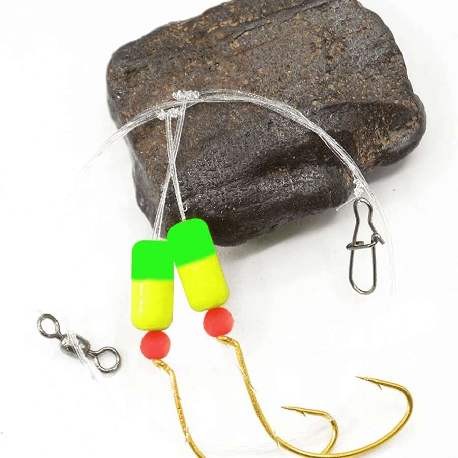 6pcs Double Drops Pompano Rigs With Floats, Nylon Line With Float And Sharp Hook, Suitable For Saltwater Surf Fishing, Offshore Fishing Fishing Stuff - Multicolor - View 1
