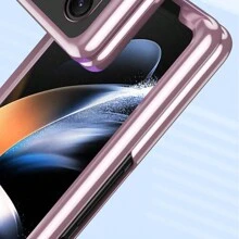 حافظة شفافة مطلية بالذهب الوردي قابلة للطي، جراب خلفي شفاف وصلب مقاوم للخدش وللصدمات مناسبة ل جالكسي زد فولد 5/زد فولد 4/زد فولد 3/ زد فليب 5/زد فليب 4/زد فليب 3 - زهر ذهبي - مشاهدة 8