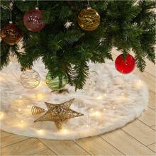 LIVINGANDHOME Living And Home  White Plush Christmas Tree Skirt For Holiday Decoration - white (90cm) - View 1