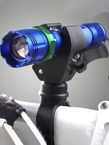 1pc Bicycle Light Holder Clamp 360 Degree Rotation Flashlight Mount Bracket For Front Light, Mountain Bike Riding Accessory - Black - View 2