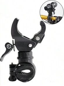 1pc Bicycle Light Holder Clamp 360 Degree Rotation Flashlight Mount Bracket For Front Light, Mountain Bike Riding Accessory - Black - View 3