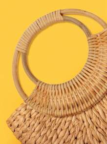 Asas tejidas de rafia para bolso de mano, asa de repuesto para bolso, accesorios para bolso de bambú retro de playa - Albaricoque - Ver 8