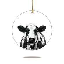 1入組亞克力圓形裝飾奶牛形狀可愛動物飾品，適用於家居裝飾、汽車掛飾、農舍客廳、臥室和戶外節慶裝飾 - 彩色 - 查看 6