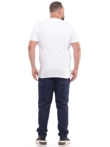 Men Plus Size Denim Shirts - 深色水洗藍 - 查看 3