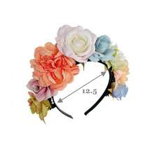 1入織布玫瑰花頭帶，女人/女孩春夏假期髮飾，甜美可愛的花卉髮箍 - 彩色 - 查看 6