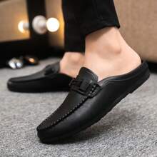 Men's New Style Leather Loafers Casual Shoes Slip-On Lightweight Outdoor Slouchy Shoes With Soft Sole - Black - View 2