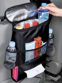 1pc-Black Car Seat Back Storage Bag With Thermal Insulation And Cold Insulation - Rear Seat Storage Bag - Multi-Pocket Travel Storage Bag, Storage Bag For Storing Items When Traveling, Multi-Functional Storage Bag, Suitable For Driving And Traveling By Car, Can Be Stored At Home And In The Bedroom, Convenient Store Things And Save Space