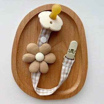 1pc Cloth Flower Pacifier Clip Teething Toy Holder (Without Pacifier), For Christmas
