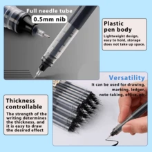 A5 Sổ tay bìa mềm màu đen/Giấy ghi chú màu/Bút bi lăn đen Nhanh khô Bút trung tính Văn phòng phẩm Bộ văn phòng - màu sắc - Xem 3