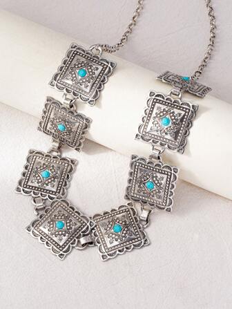 1pc Bohemian Style Vacation Inspired Metal & Acrylic Chain Women's Waist Chain, High-End & Retro, Suitable For Daily Wear