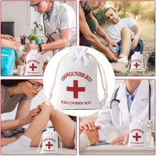 Red Cross First Aid Kit Medical Packaging Bag, Linen Hangover Tool Bag, Party Gift Bag - White - View 4