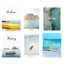 單片海岸風景啟發畫無框畫，北歐風格聚酯纖維浪花圖騰鳳梨長方形壁畫，適用於客廳、臥室、書房家居裝飾 - 彩色 - 查看 5