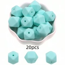 20顆 14mm 六角形矽膠散珠吊飾，適用於項鍊、手鍊 DIY 手作、鑰匙圈製作配件 - 珠 - 查看 23