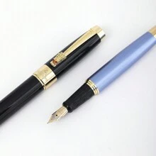 1 Bút Máy Cao Cấp Rồng 0.5Mm Thanh Lịch-Bút Máy Kẹp Vàng A8025, Quà Tặng Điều Hành Hoàn Hảo Cho Nam Và Nữ, Lý Tưởng Cho Trường Học & Sử Dụng Văn Phòng - Xanh đậm - Xem 1