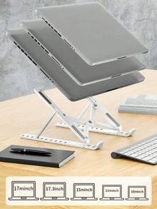 FoBianJie Soporte para portátil individual con elevación plegable, base de enfriamiento, soporte portátil de escritorio portátil compatible con todas las computadoras portátiles, material ABS, diez niveles ajustables - Material de plastico - Ver 5