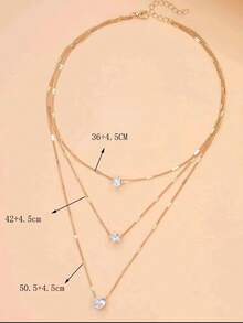 1pc Fashionable Heart, Waterdrop &Star Rhinestone Decor Necklace For Women, Suitable For Vacation, Party, Dating, And Daily Outfit, Also AGreat Gift Choice - Gold - View 4