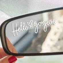 1pc Car Rearview Mirror Heart-Shaped Letter Sticker