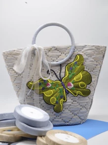 1pc Ladies' Fringed Bucket Bag, Handheld Or Crossbody, With Mesh Grid & Plastic Material, Ideal For DIY Crochet Knitting With Mesh Yarn And Plastic Hooks & Cushioning Pads - White - View 6