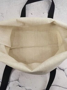 PrintVovage Hoạt Hình Cún Con Dễ Thương In Hình Túi Tote Canvas, Túi Đi Biển Di Động Thời Trang Dung Tích Lớn, Túi Mua Sắm Có Thể Tái Sử Dụng - màu đen - Xem 6