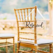 6pcs Wedding Chair Reserved Signs, Acrylic Handmade Seat Signs With Ribbons (Black) - Black - View 5