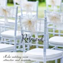 6pcs Wedding Chair Reserved Signs, Acrylic Handmade Seat Signs With Ribbons (Black) - Black - View 4