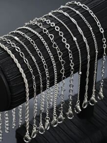 11pcs/Set Simple Fashion Silver Hollow Out Twisted Bangle Set Unisex Party Gift Daily Wear - 11pcs-5767002HB+5900502 - View 6