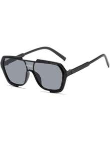 1pc Women's Oversized Polarized Sunglasses - Black - View 3