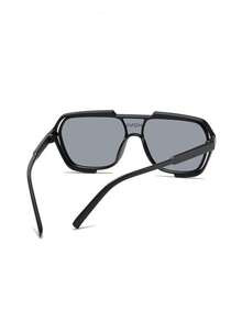 1pc Women's Oversized Polarized Sunglasses - Black - View 5