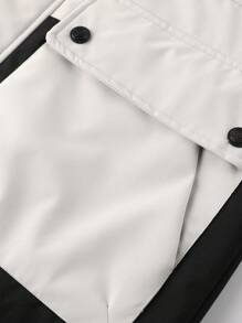 LEDUNTINO Men's Fashion Zip-Up Casual Outdoor Jacket, Sports, Solid Gray, Slogan, Boyfriend Gift, Men's Spring Autumn Thin Windbreaker Jacket Coat With Detachable Hood, Splice, Letter Print, Winter/Fall Tops - White - View 7