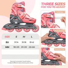 1 Pair Unisex Inline Skates, Roller Skating Shoes For Learning - Pink - View 5