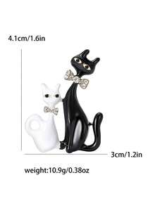 1pc Fashionable Enamel Cat Brooch Suitable For Women's Daily Wear - Cat - View 6
