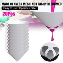 Embudo de papel de filtro cónico de pulpa de 20 piezas / set, filtro cónico de pulpa, filtro cónico de malla, embudo de pintura, filtro ecológico, pantalla de filtro de pintura de automoción para colar pintura - Blanco - Ver 1