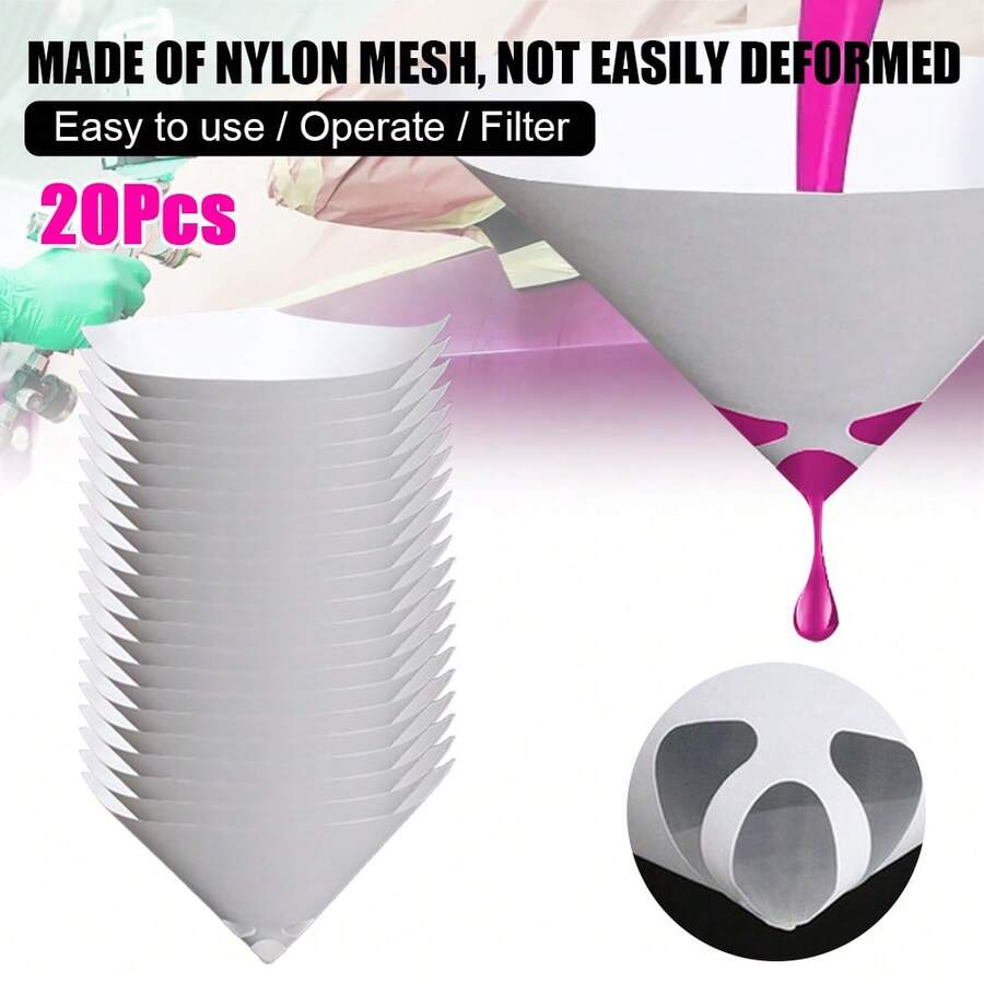 Embudo de papel de filtro cónico de pulpa de 20 piezas / set, filtro cónico de pulpa, filtro cónico de malla, embudo de pintura, filtro ecológico, pantalla de filtro de pintura de automoción para colar pintura - Blanco - Ver 1