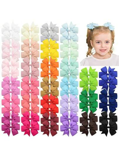 bilicaca 40 piezas de clips de cabello de lazo para niños en colores de macarrón, surtido aleatorio para fiestas de vacaciones, coletas, clips laterales, accesorios para el cabello de niña inspirados en viajes