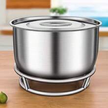 1入不鏽鋼鍋持架，隔熱墊，可防滑的鍋墊，適用於平底鍋、蒸鍋、火鍋、煎鍋等，耐熱的圓形架，適合於廚房收納，節省空間，多功能組織者。 - 銀色 - 查看 8