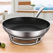 1入不鏽鋼鍋持架，隔熱墊，可防滑的鍋墊，適用於平底鍋、蒸鍋、火鍋、煎鍋等，耐熱的圓形架，適合於廚房收納，節省空間，多功能組織者。 - 銀色 - 查看 5